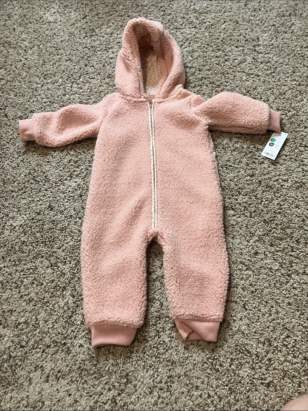 Carter's Pink Sherpa Hooded One-Piece Footie NWT